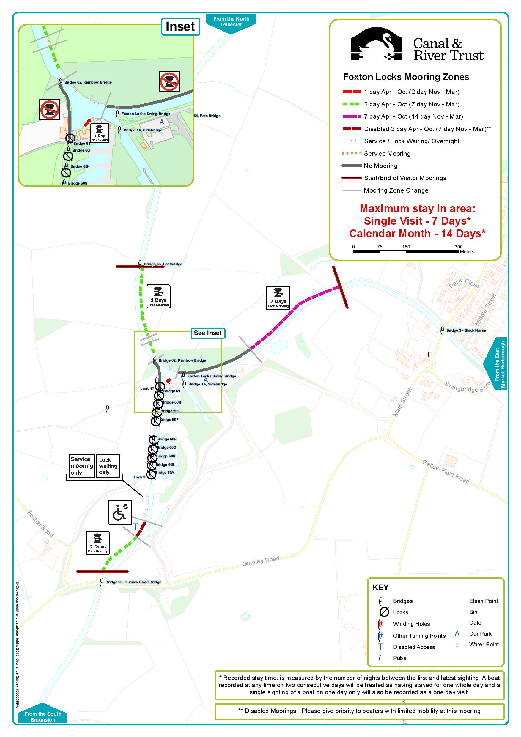 CRT map showing visitor mooring